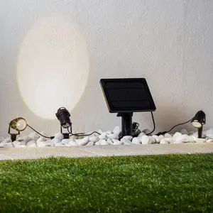 Lindby lampe sur piquet LED solaire Malida, set de 3, noir