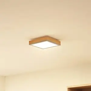 Lindby - led Plafonnier 'Laviona' en bois pour salon & salle à manger pas cher