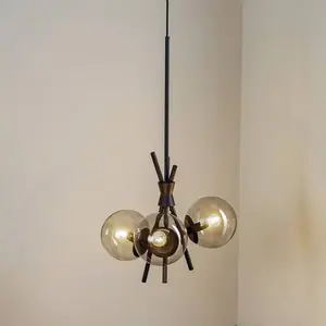 Comparateur de prix : Lucande - hanglamp - 3lichts - Glas, ijzer - E14 - rookgrijs, zwart