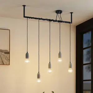 LINDBY Suspension en béton à intensité variable 'Doravio' en métal pour salon & salle à manger pas cher
