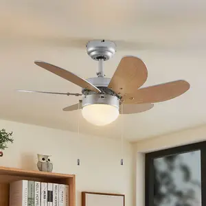 Comparateur de prix : Lindby Ventilateur de plafond avec lumière Minja, argenté, silencieux,...