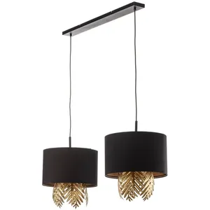 Lucande Malviras Suspension en tissu, décoration de feuilles 2 lampes pas cher