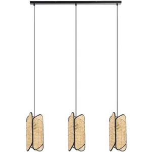 Lucande Bassiola suspension en bambou, à 3 lampes pas cher