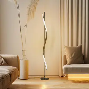 Lindby Lampe sur pied LED Munja, noir, métal, à intensité variable pas cher