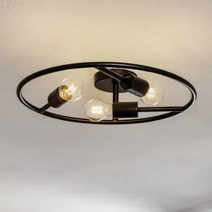 Lucande Linnard plafonnier en acier à 3 lampes pas cher