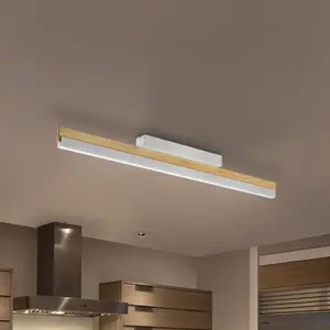 Quitani, plafonnier LED Keijo, nickel/chêne