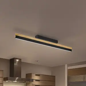 Quitani, plafonnier LED Keijo, noir/chêneVendu parluminaire