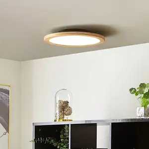 LUCANDE LED Plafonnier à intensité variable 'Joren' en bois pour salon & salle à manger pas cher
