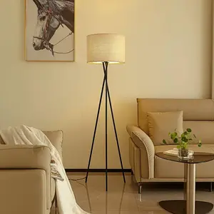 Lindby lampe sur pied Soula, Ø 40 cm, beige, plastique, E27 pas cher