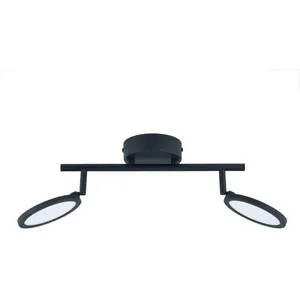 Lindby spot LED Manel, noir, fer, 35 cm de long, à 2 lampes. pas cher