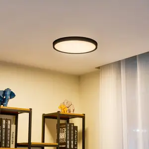 Lindby Plafonnier LED Pravin, Ø 40 cm, CCT, noir pas cher