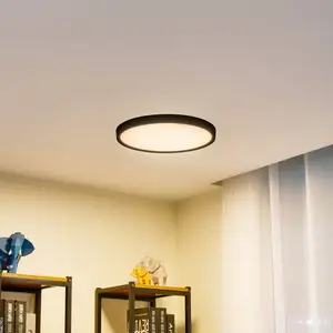 Lindby Smart Plafonnier LED Pravin, Ø 40 cm, CCT, noir pas cher