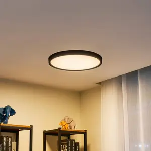Lindby Smart Plafonnier LED Pravin, Ø 50 cm, CCT, noir pas cher