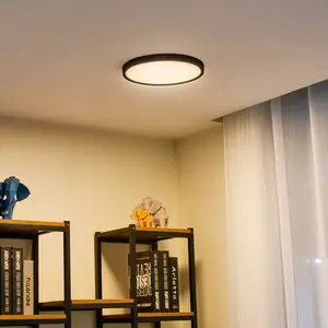Lindby Smart Plafonnier LED Pravin, Ø 30 cm, CCT, noir pas cher