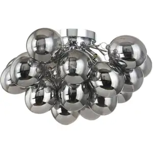 Lucande plafonnier Diborah, gris fumé, verre, Ø 50 cm, G9 pas cher