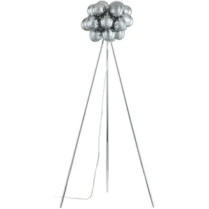 Comparateur de prix : Lucande lampe sur pied Diborah, gris fumé, verre, 150 cm, G9