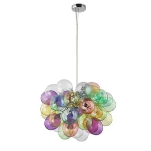Comparateur de prix : Lucande suspension Diborah, Ø 50 cm, multicolore, verre, G9
