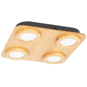 Lindby spot LED Joren, bois, 38 x 38 cm, 4 lampes à 4 lampes, 3.000 K pas cher