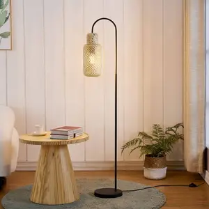 Comparateur de prix : Lindby lampe sur pied Venora, 145 cm de haut, bambou, E27