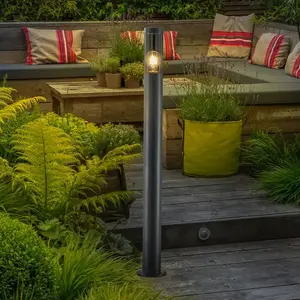 Comparateur de prix : Lindby Borne lumineuse Statius, anthracite, fer, 100 cm