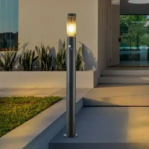 Lindby Borne lumineuse Statius, anthracite, fer, détecteur pas cher