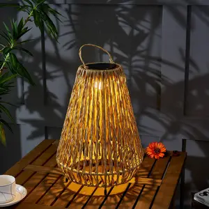 Lindby Led Lampe solaire extérieur à intensité variable 'Amaria' en bois pas cher