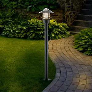 Comparateur de prix : Lindby, borne lumineuse Belmiro, fer, hauteur 100 cm, E27, noir