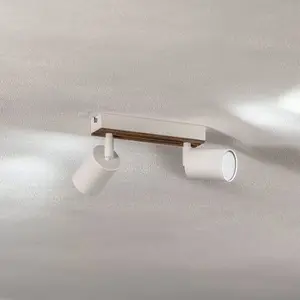 Envostar Tino spot plafond à 2 lampes blanc/bois pas cher