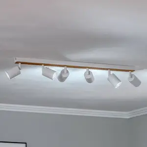 Envostar Tino spot plafond à 6 lampes blanc/boisVendu parluminaire