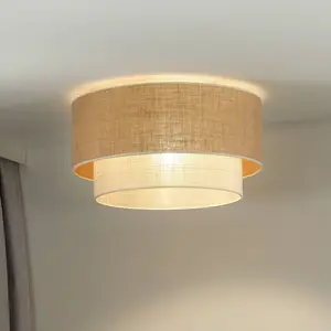 Comparateur de prix : Euluna plafonnier Boho Jute, brun naturel/blanc, Ø 45 cm