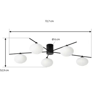 Lindby plafonnier Valisa, noir, à 5 lampes pas cher