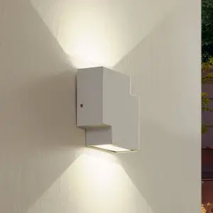 Comparateur de prix : Lindby, applique d'extérieur LED Fendir, blanc, aluminium, 10,5 cm
