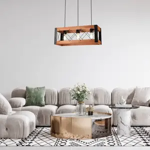 Envostar Lee suspension bois/noir à 3 lampes pas cher