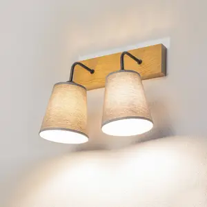 Envostar Risco Applique murale à 2 lampes Abat-jour en tissu grisVendu parluminaire