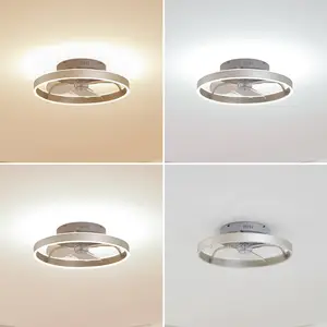 Lindby Ventilateur de plafond LED Momitu, argenté, silencieux, Ø 14 cm