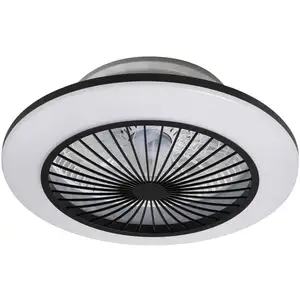 Lindby Ventilateur de plafond LED Mamuti, noir, silencieux, Ø 55 cm