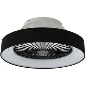 Lindby Ventilateur de plafond LED Mace, noir, silencieux, Ø 47 cm