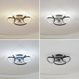 Lindby Ventilateur de plafond LED Lomata, noir, silencieux, Ø 23 cm