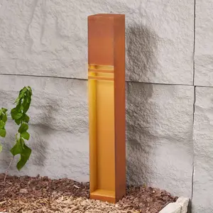 Lucande Borne lumineuse LED Oxido, couleur rouille, acier corten pas cher