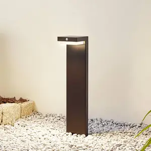 Lindby luminaire pour socle LED solaire Eleazar, noir, aluminium, détecteur