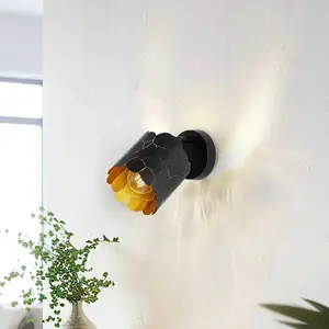 Comparateur de prix : Lindby, applique murale Aralena, noir/or, à 1 lampe, Ø 12 cm