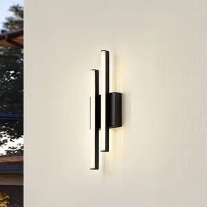 Comparateur de prix : Applique d'extérieur LED Lindby Abelia, noir, aluminium, acier inoxyda...