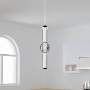 Comparateur de prix : Lucande, suspension LED Savete, gris fumé, verre, Ø 12 cm