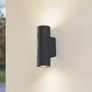 Lindby, applique murale Christa, anthracite, béton, 25 cm, cannelée pas cher