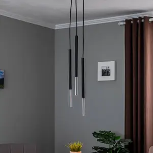 Euluna Thalassa suspension x3 G9 noir/doré rond pas cher