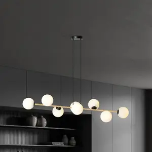 Comparateur de prix : Euluna Suspension Glassy à 8 lampes, noir/or/opale
