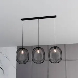 Euluna Suspension Maia, forme cage, à 3 lampes pas cher