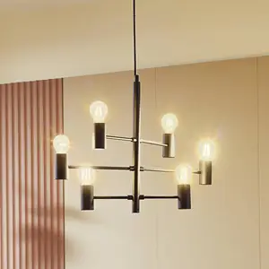 Comparateur de prix : Lucande suspension Aidas, noir, métal, à 6 lampes