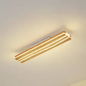 LUCANDE Led Plafonnier 'Silja' en bois pour salon & salle à manger pas cher