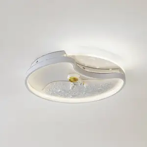 Lindby, plafonnier LED Kosmo, 40 cm, blanc, métal, lune pas cher